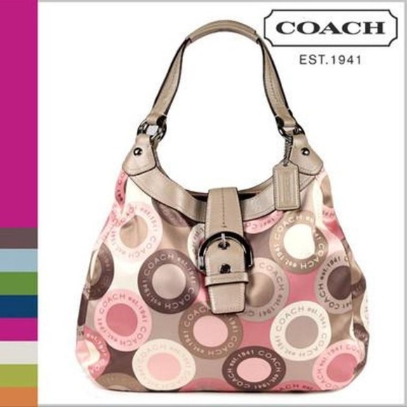 Coach snaphead sateen  Pink and Brown Retro Hobo Bag NWOT - Picture 1 of 16